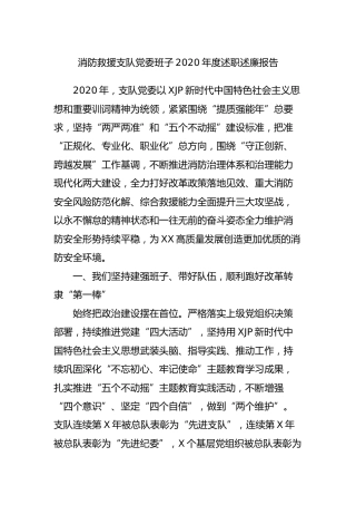 消防系统领导班子2020年度述职述廉报告
