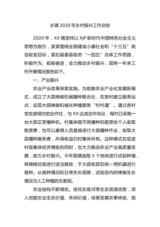 乡镇2020年乡村振兴工作总结2篇