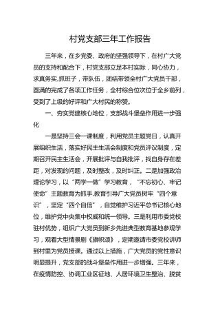 村党支部三年工作报告2100字