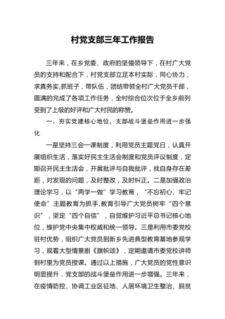 村党支部三年工作报告