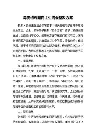 民主生活会整改方案2400字