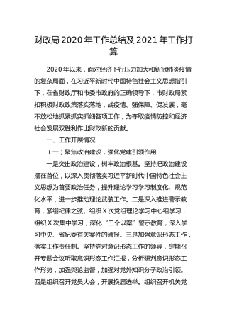 财政系统2020年工作总结及2021年工作打算4300字
