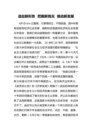 十四五规划党课：适应新形势、把握新情况、推动新发展