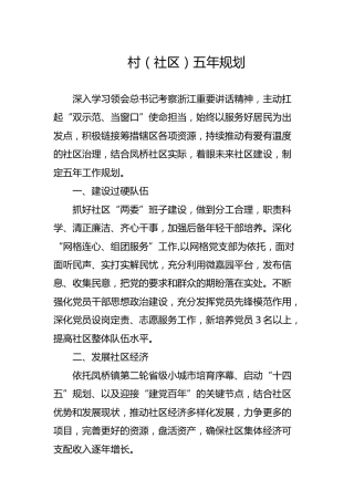 村（社区）发展五年规划两个版本