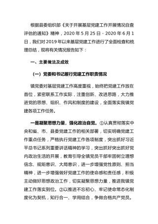 乡镇基层党建工作开展情况自查报告6700字