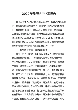 2020年员额法官述职报告