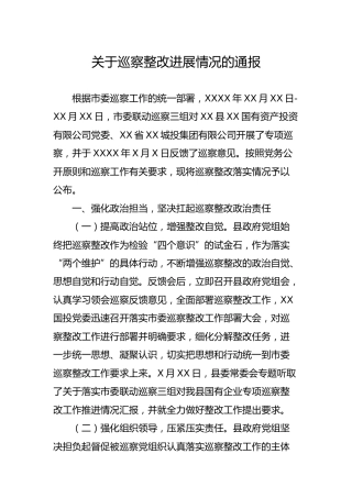 关于巡察整改进展情况的通报14000字