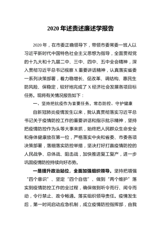 2020年述责述廉述学报告6200字