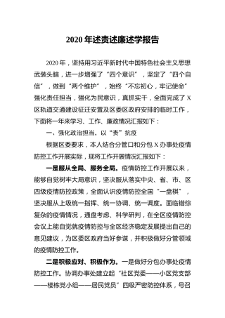 2020年述责述廉述学报告3200字