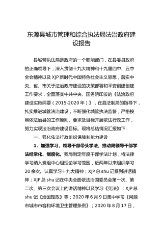 东源县城市管理和综合执法局法治政府建设报告