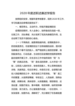 2020年度述职述廉述学报告4900字
