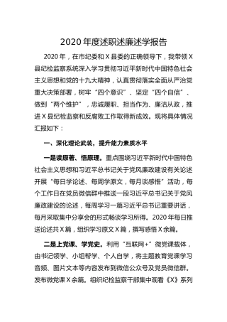 2020年度述职述廉述学报告（纪检监察系统纪委）