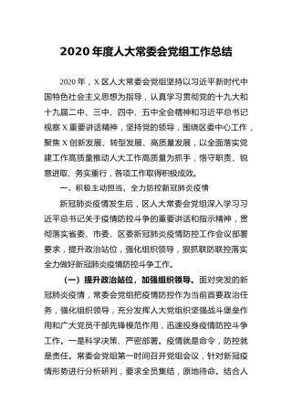 2020年度人大党组工作总结5900字