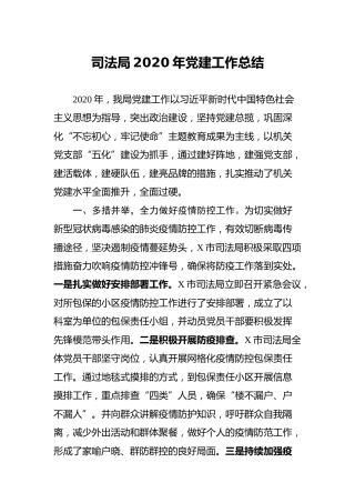 2020年党建工作总结（司法）