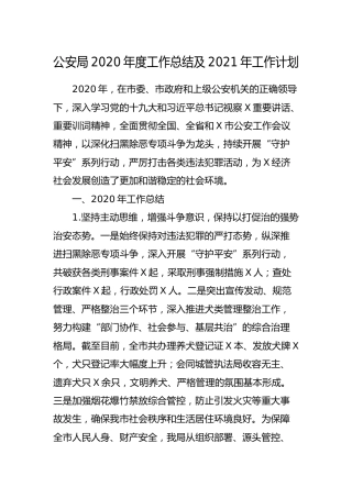 公安系统2020年度工作总结及2021年工作计划
