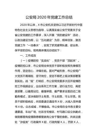 公安系统2020年党建工作总结4900字