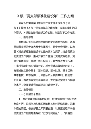 党支部标准化建设年工作方案5700字