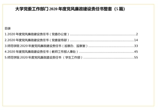 党风廉政建设责任书表格版（学校整套5个表）