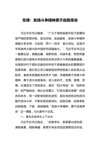 党课：发扬斗争精神勇于自我革命8000字