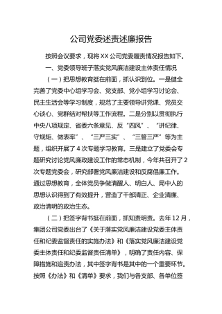 公司党委2020年度述责述廉报告4000字