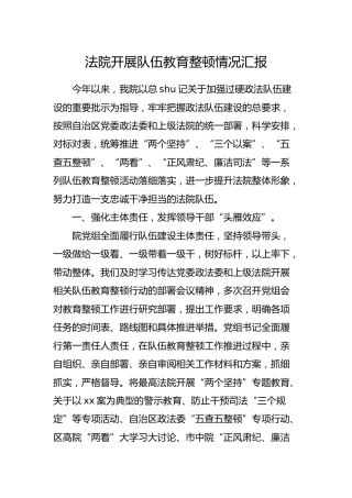 法院开展队伍教育整顿情况汇报