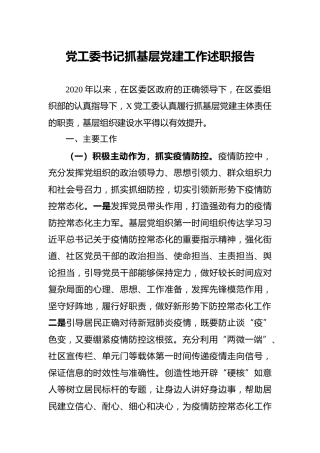 党工委书记抓基层党建工作述职报告3600字