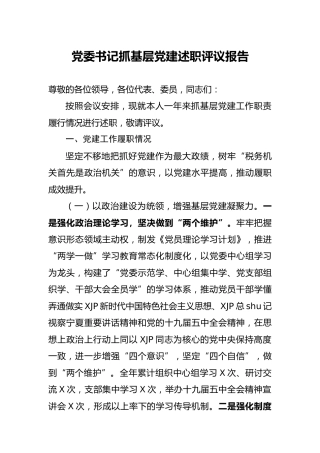 党委书记抓基层党建述职评议报告（税务）