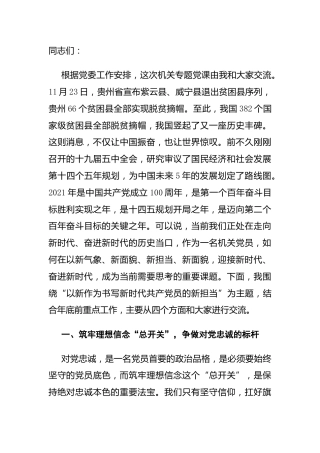 党课：以新作为书写新时代共产党员的新担当