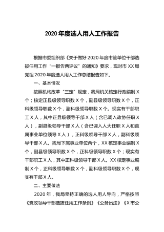2020年度选人用人工作报告2篇