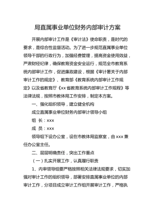 单位财务内部审计方案