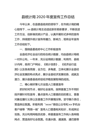 2020年度宣传工作总结（统计系统）