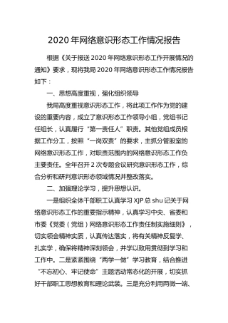 2020年网络意识形态工作情况报告