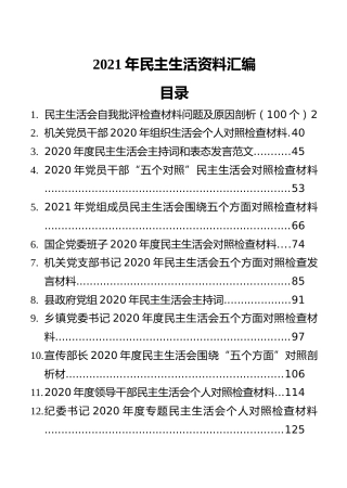 2020年民主生活会材料合集12篇_1