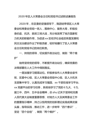 2020年人大主任述职述廉报告