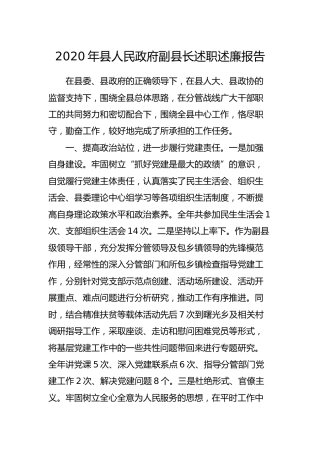 2020年副县长述职述廉报告2篇