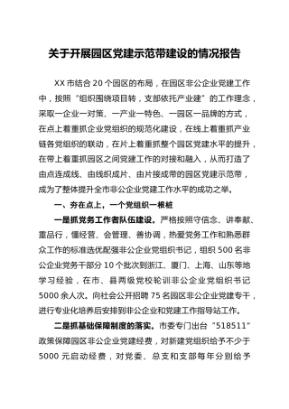 非公企业党建示范带建设情况报告