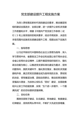 党支部建设提升工程实施方案3700字