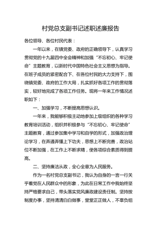 村党总支副书记述职述廉报告3000字