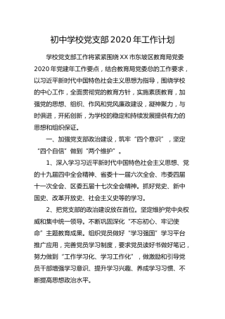 初中学校党支部2020年工作计划
