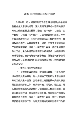 2020年上半年意识形态工作总结2篇