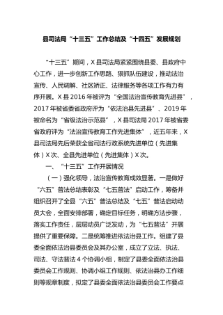 “十三五”工作总结及“十四五”发展规划（司法系统）