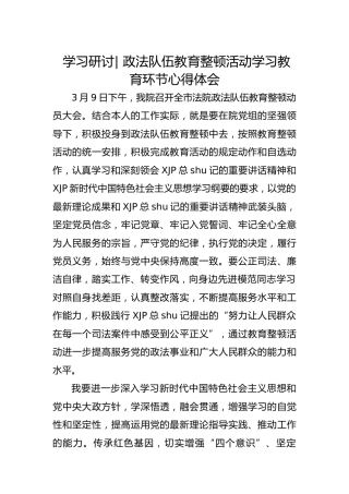 政法队伍教育整顿学习研讨- 政法队伍教育整顿活动学习教育环节心得体会