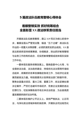 政法队伍教育整顿心得体会5篇