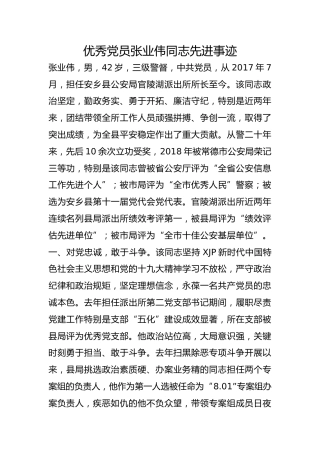 优秀党员张业伟同志先进事迹
