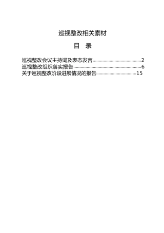 巡视巡察整改主持词及表态发言+组织落实报告+整改进展情况报告