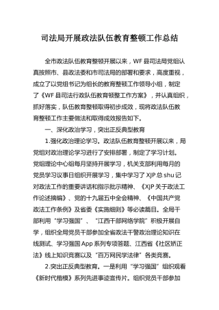 司法系统开展政法队伍教育整顿工作总结（20年年底版）