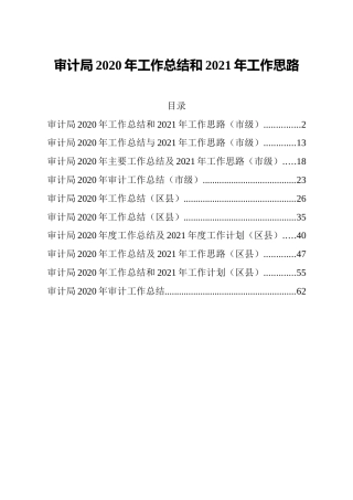 审计系统2020年度工作总结及2021年度工作计划合集10篇