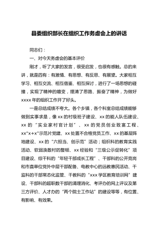 在组织工作务虚会上的讲话2篇