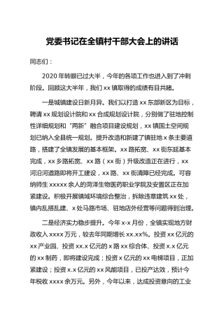 在全镇村干部大会上的讲话（乡镇）