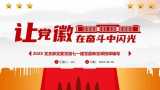 建党100周年党史党课PPT：让党徽在奋斗中闪光